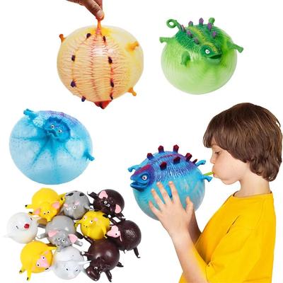 3PCS Niños Divertidos Dinosaurios Animales Inflar Bolas de Ventilación Juguete Apretar Bola Blanda Globo al Aire Libre Fiesta Deportes Lindo Divertido Juegos Regalo