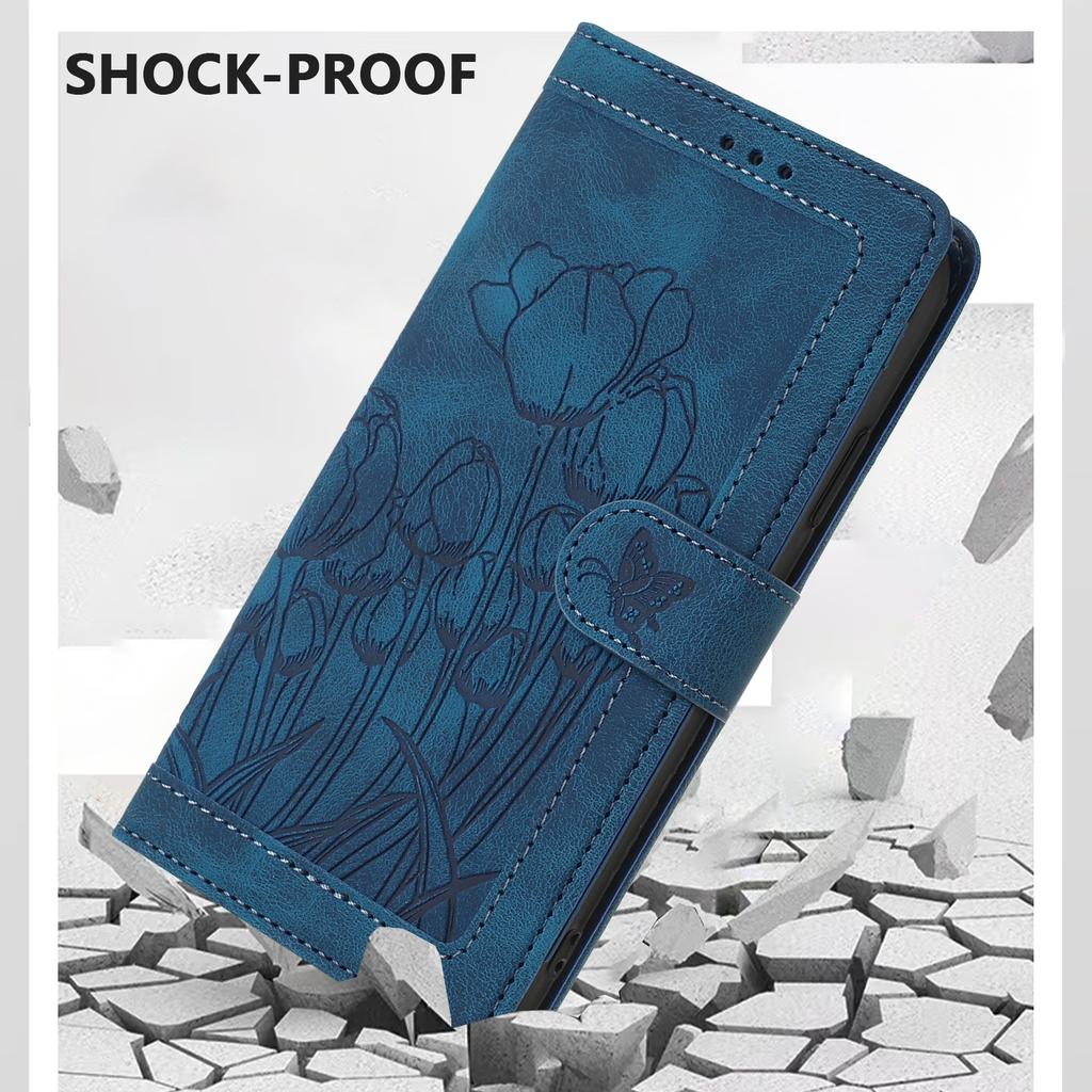 For Samsung Galaxy A37 5G Case Tulip Leather Phone Cover with 5 Card Slots Wallet