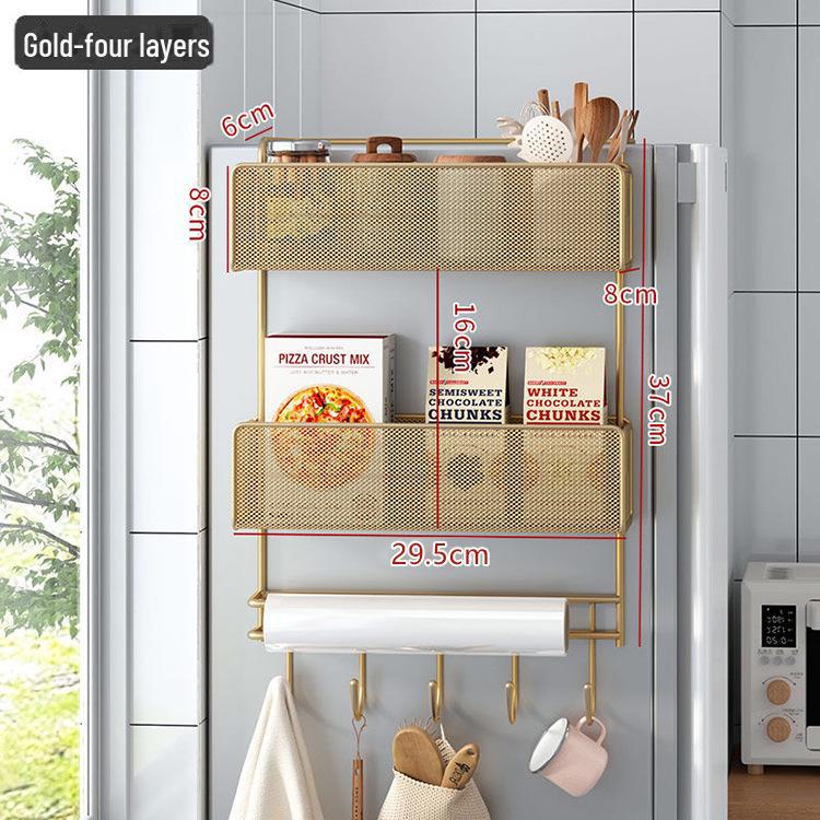Настенный кухонный органайзер Полка для пластиковой пленки и бумажных полотенец в холодильнике установка без сверления 2270₽