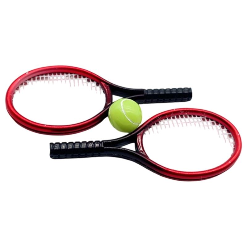Miniature Tennis Racket Model Figure For Doll House Decors Creative Pretend Play Game Scene Setting Craft Model Display