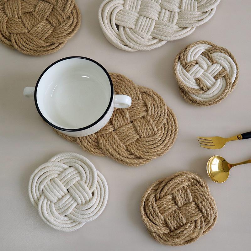 Coaster Handmade Rattan Thread Jute Mat For Home Table Decoration ...