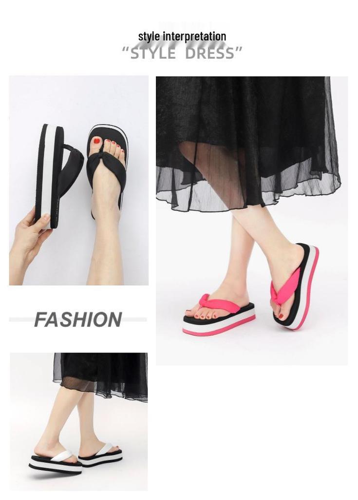 Women's High-End Thick-Soled Flip-Flops, Outdoor Summer Fashion, Color-Block Sandals