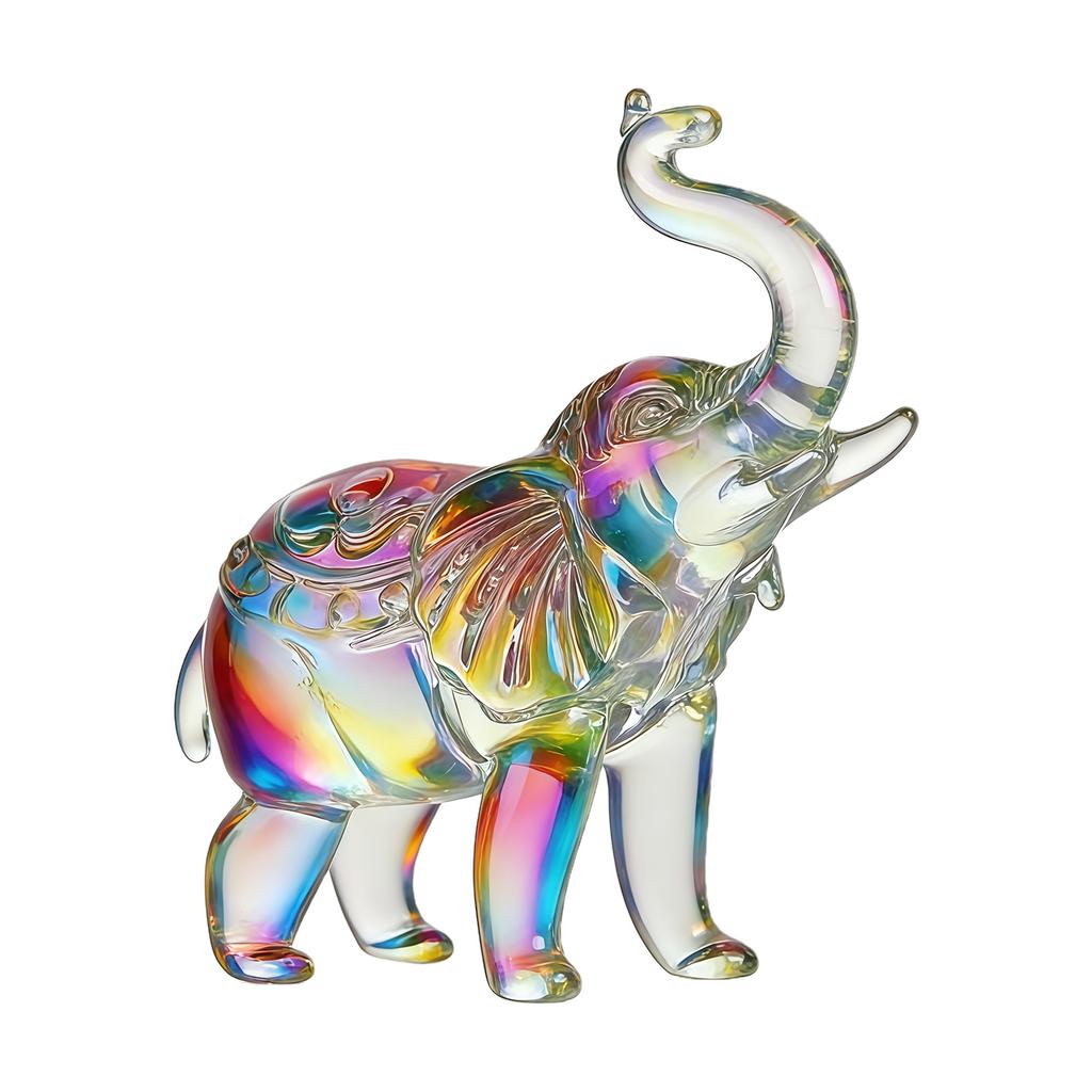 Carina Statuetta Elefante in Vetro di Cristallo, Regalo da Collezione per Amante degli Elefanti Statua Animale Ornamento per Decorazioni Domestiche