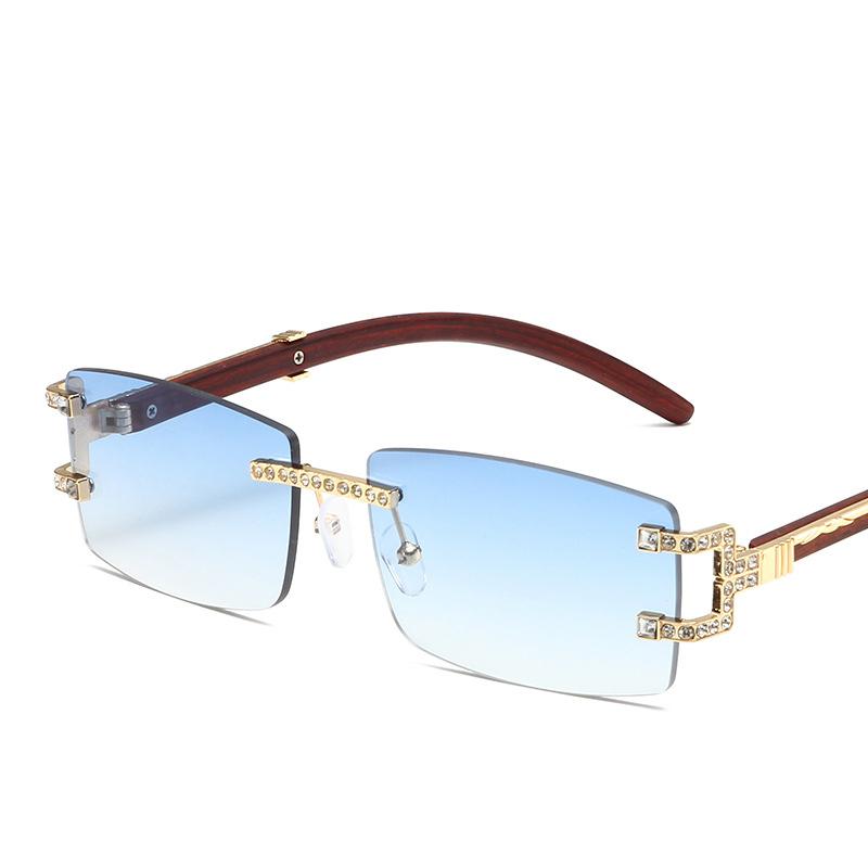 Rimless Diamond Square Sunglasses Women Men Luxury Designer Sun Glasses Vintage Small Frame Punk Shades UV400