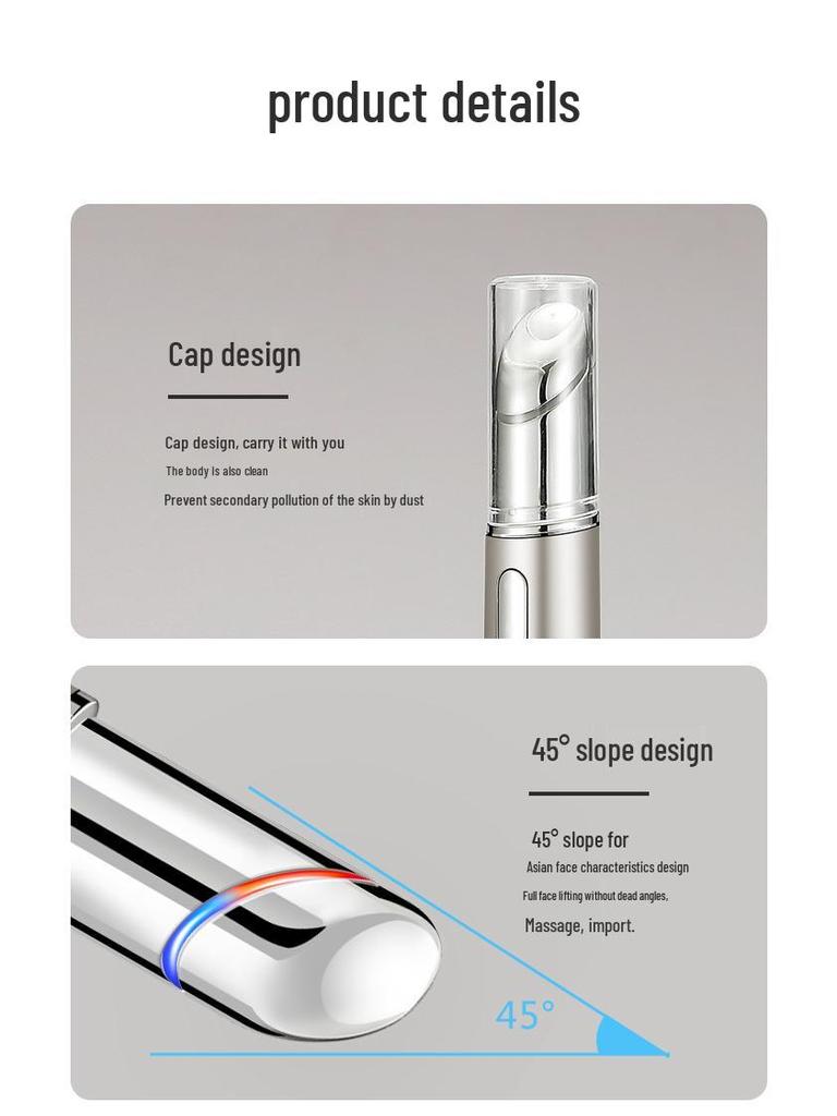 Elektrischer Augenmassagegerät mit Ionentherapie - Reduziert feine Linien, strafft und liftet, Farblicht-Schönheitsstift