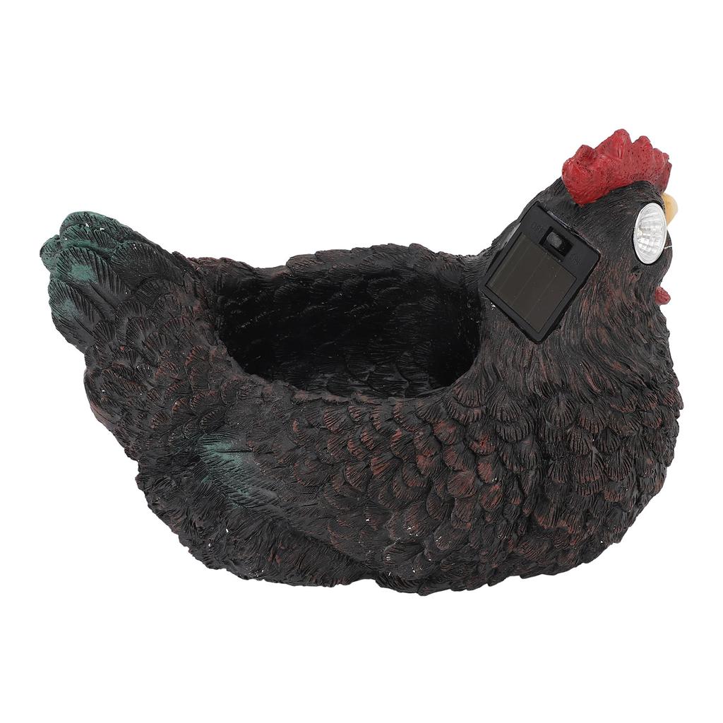 Flower Pot Hen Shape Resin Succulent Pot with Auto Light Sensing Solar Light for Outdoor Garden