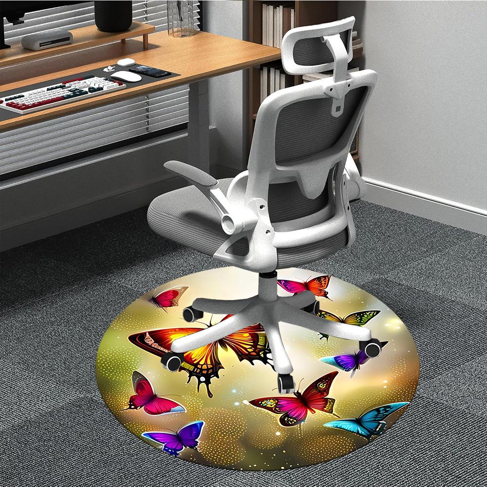 

1pc Butterfly Print Chair Carpet for Office Machine Washable Rug for Office, Good Gift for Family or Friends yy251225186 80cm by 80cm