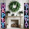2 Pcs Happy Birthday Door Banner, Neon Lights Theme, Polyester Fabric, Easy to Hang, Indoor/Outdoor Use