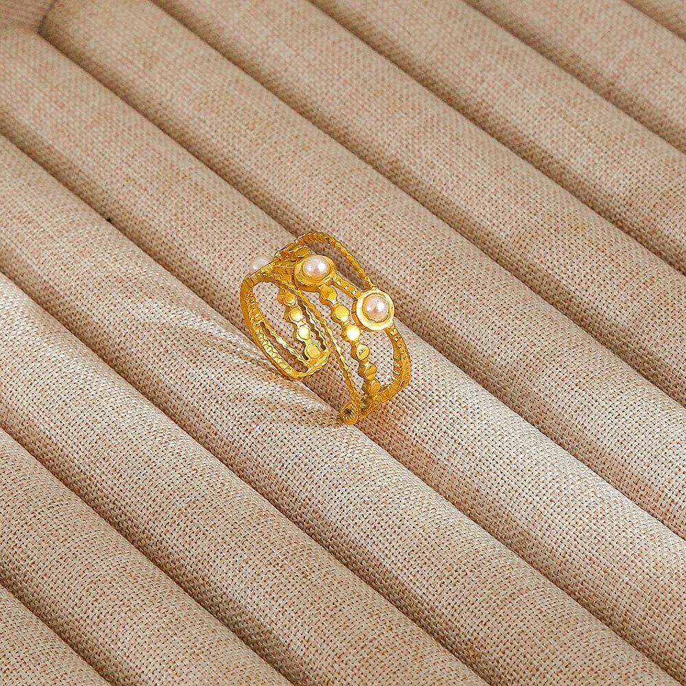 1Pcs Stainless Steel Ring Set with Zirconia, Metal Style Finger Ring, Index Finger Ring