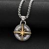 Titanium Steel Compass Retro Necklace Necklace Accessories Retro Titanium Steel Punk Pendant Men's Pendant