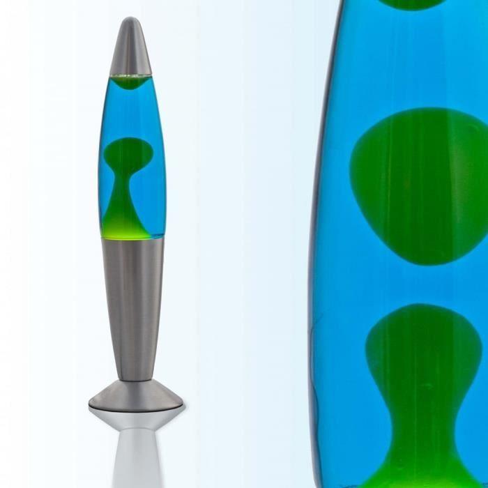 Lampe À Lave Colorée Blue Wax Green JENNY 42cm De Hauteur