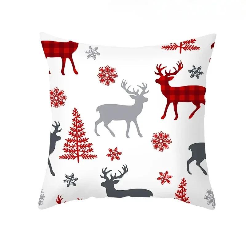 1 Piece Of Christmas Decoration Pillowcase Cartoon Santa Claus Snowman Pattern Sofa Cushion Suite Room Home Decoration Gift