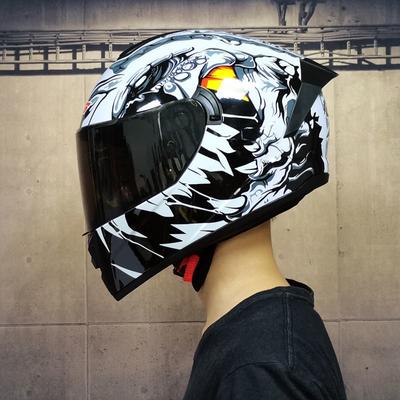 LVS Imitación Racing Street Bike Casco Motocicleta Masculina 3C Coche Eléctrico Casco Completo Coche Eléctrico Y Casco Completo Caballero Doble Espejo