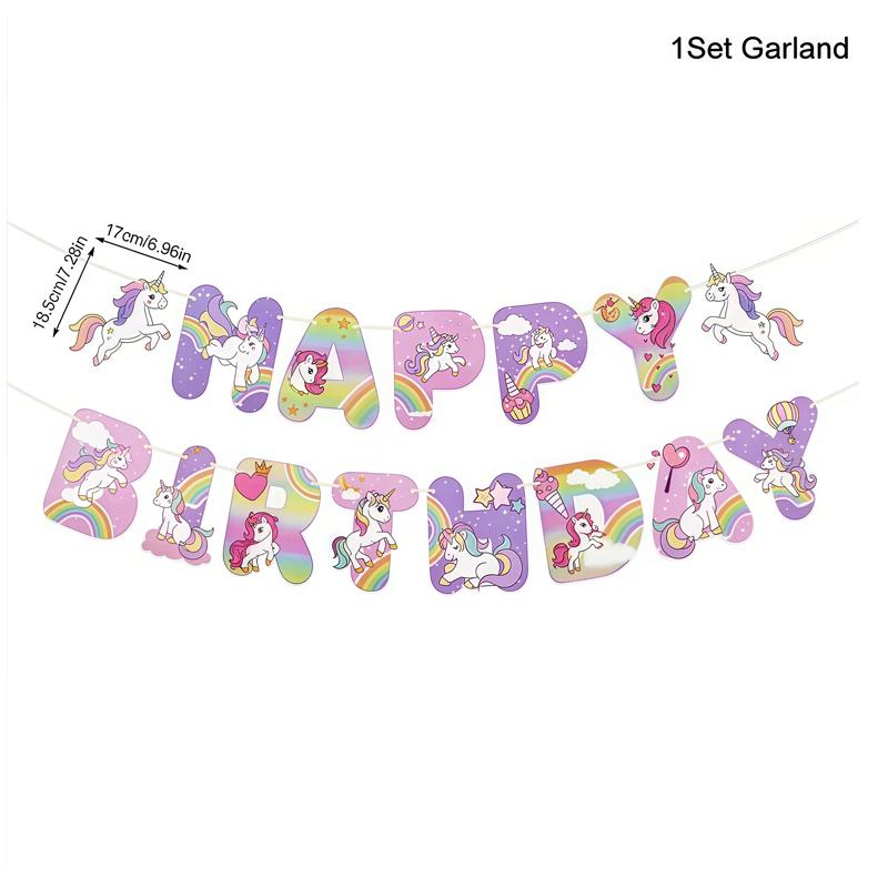 Cartoon Unicorn Birthday Party Decorationa  Unicorn Theme Bleware Paper Plate Cup Tablecloth Birthday Party Decor Supplies
