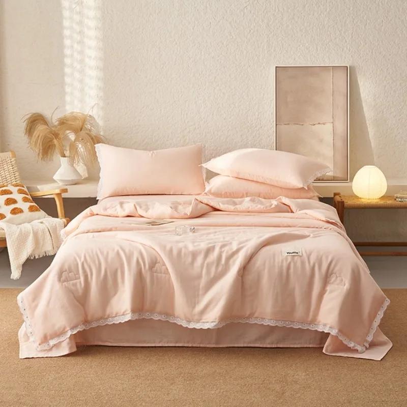

Version A daisy washed cotton lace soybean summer cool quilt sheet pillowcase set four-piece set for summer 150x200cm 4pcs