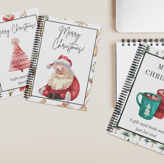 Christmas Gift Card Book Reusable Gift Card Album College Student Gift Card Holder Spiral-Bound DIY Present for Friends Family