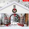 1 pieza de tela de fondo de pancarta navideña plana 2D, diseño de árbol de Navidad y regalo, decoración navideña, no requiere energía——sjs