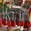 Christmas Vintage Plaid Tablecloth Rectangular Dining Table Cover Red Green Checkered Table Cloth for Holiday Party Kitchen Decor