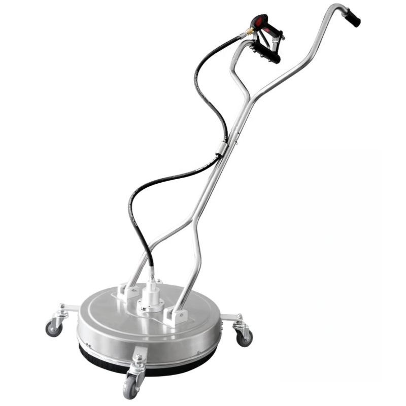 Stainless Steel Floor Scrubber with High-Pressure, 4 Wheels, Handle, and 1/4 Quick Connect 20-inch Stainless Steel Floor Scrubber with Handle