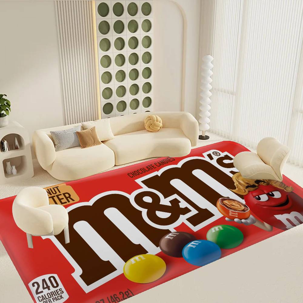 

Carpet M&M Candy Snacks Door Mat Washable Non-Slip Living Room Sofa Chairs Area Mat Kitchen Doormat Area Rug 40x60cm