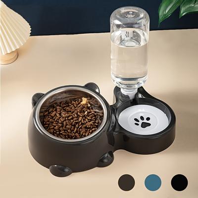 2-in-1 Pet Automatic Feeder and Waterer with Elevated Incline and Stainless Steel Bowl for Dogs and Cats Neck Protection Design Pet Feeding Supplies