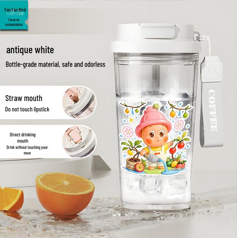 

Star People Large Simple Lily Straw Water Cup - High Capacity Plastic Coffee Cup for Girls 500ML