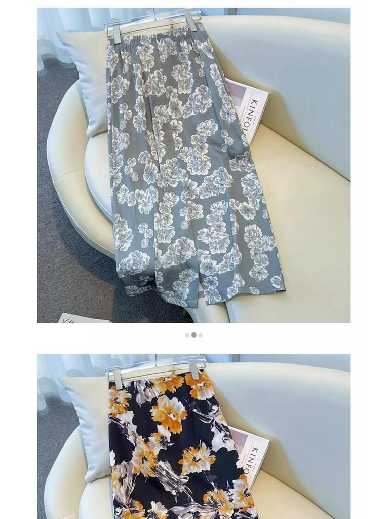 2025 Women's High-Waisted Satin Floral Midi Skirt - Summer A-Line Pencil Design