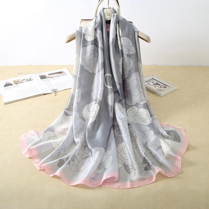 

Длинный и тонкий мягкий шарф из полиэстера с элегантным цветочным принтом, стильная утепленная повязка на шею для весны и лета 180*90CM