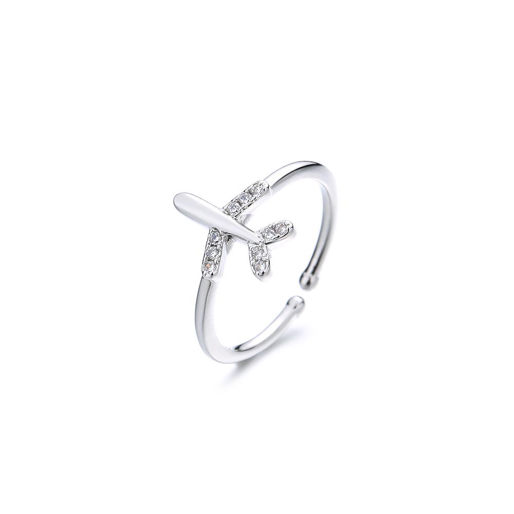 Gu Maoning's Korean Style Zircon Airplane Ring for Women
