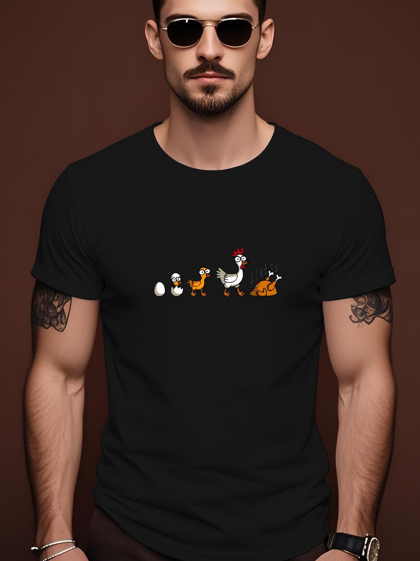 Summer Tshirt with Egg to Rooster Graphic S