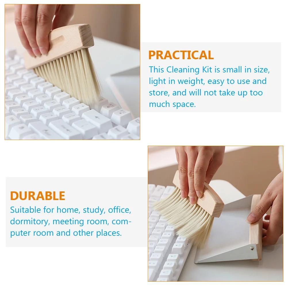 Window Cleaner Mini Automotive Brush Set Wood Small Metal Pan Natural Table Handy Brush Sweeping Home Kitchen Paint Brushes For