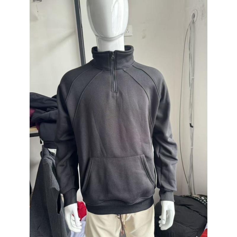 Men S Stand Collar Raglan Sleeve Kangaroo Pocket Casual Hoodie