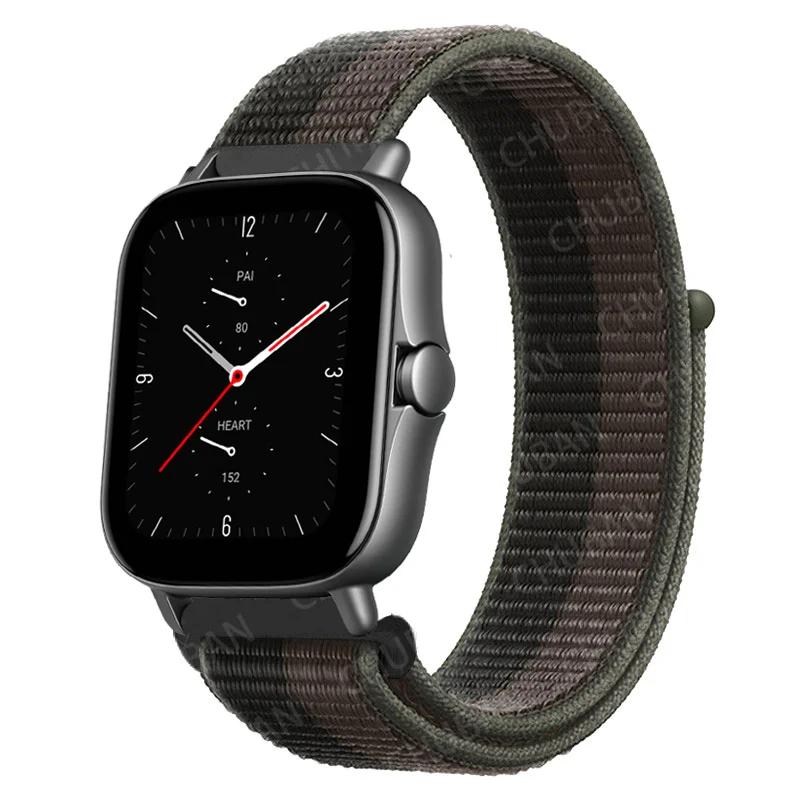 20mm/22mm Nylon Loop watch band For Amazfit GTS/4/2e/3/GTS2 Mini/GTR 4/3 pro/47mm/GTR2/2e/stratos Bracelet Amazfit bip-u strap