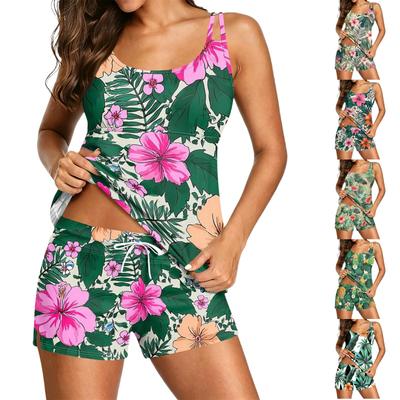 Women’s Tropical Print Sleeveless Tank Top and Shorts Set Lightweight Soft Fabric Relaxed Fit Loungewear Pajama Set