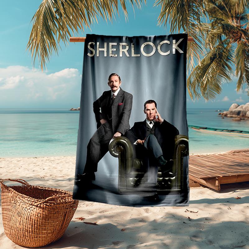 Ultra-Soft Beach Towel with Sherlock Theme,Ideal for Pool - Camping, Diving - Perfect Travel Essential, Vibrant Beach Towel.
