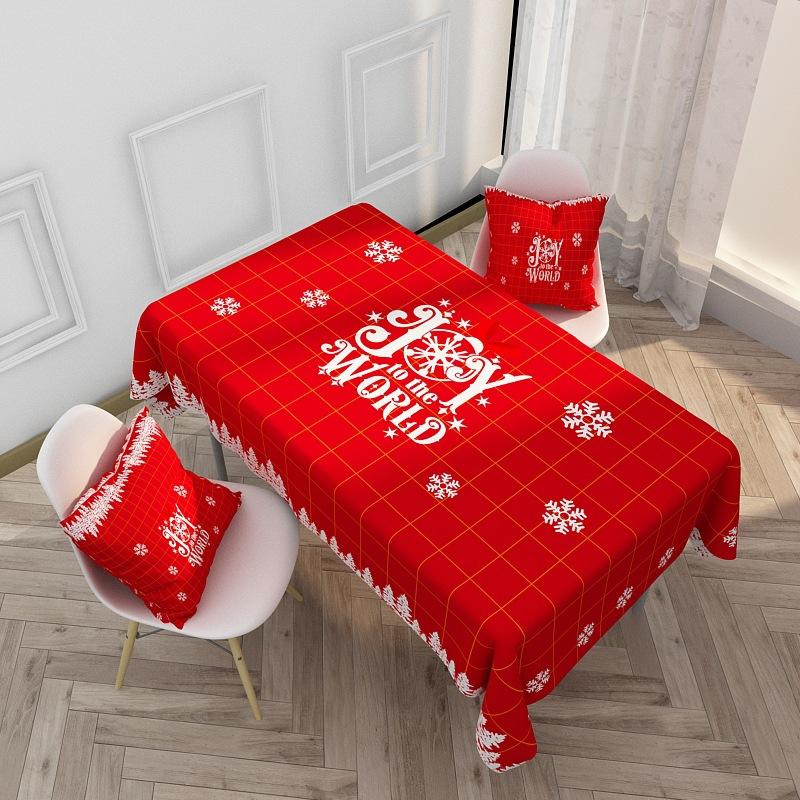 Red Christmas  Waterproof And Oilproof Tablecloth Cartoon Holiday Printing Elk Series Tablecloth Wedding Decoration Table Mat