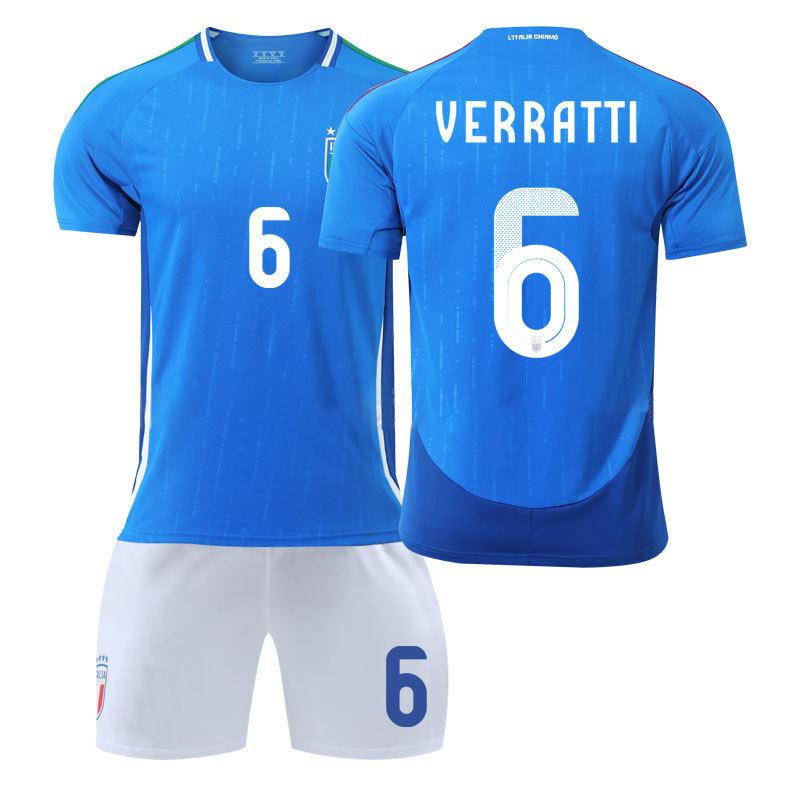 Football training kit hot-selling European Cup Italian jersey 2024 home match Chiesa adult and children s training set 16