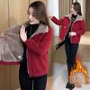 Fleece Lined Jacket Women's Winter Loose Coat Mid-Length Jacket for Mature Women