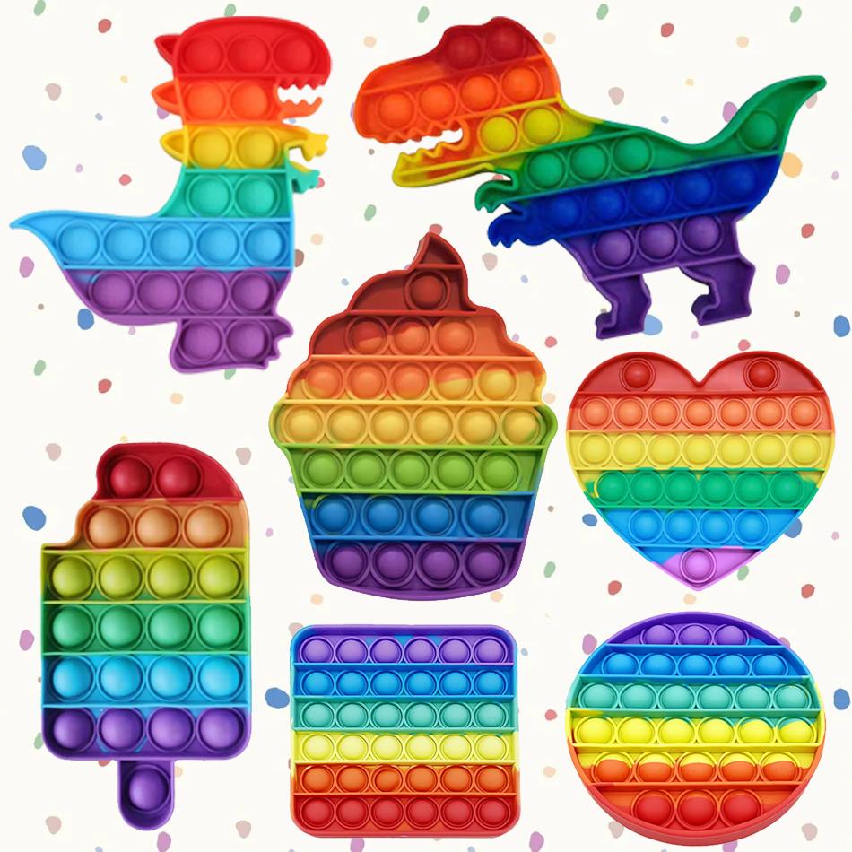 Sensory Toy Rainbow Apple Ice Cream Squeeze Toy Cute Kids Fidget Toy Slow Rising Stress Relief Toy for Autism Anxiety Reliever