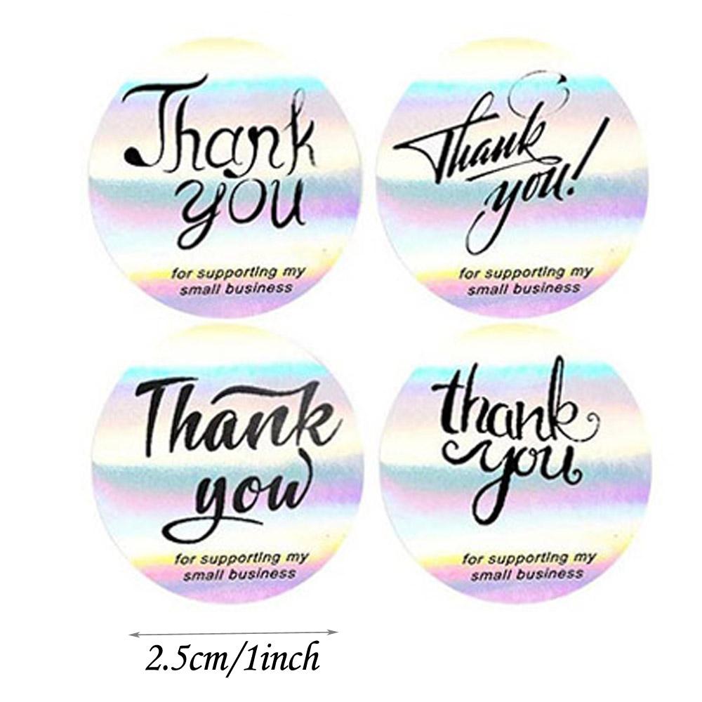 100-500pcs Thank You for supporting my small business Sticker Holographic Laser Stationery Seal Labels Sticker Wrapping Supplies