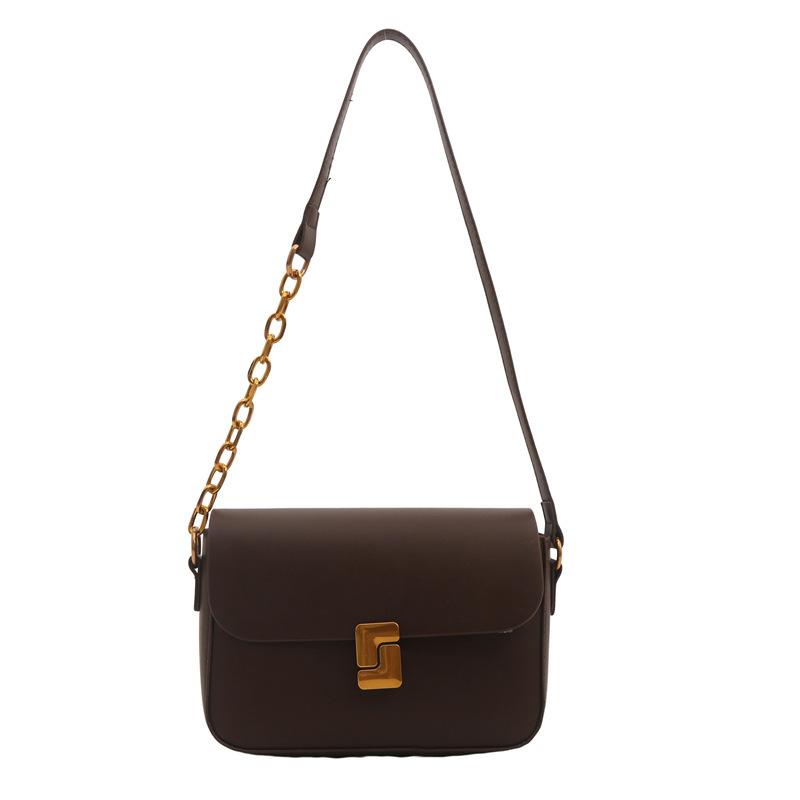 

Корейська версія модної персоналізованої сумки на ланцюжку, маленька квадратна сумка під пахвами, однотонна жіноча сумка через плече 2024, новий темперамент, універсальна