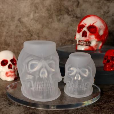 Halloween 3D Skull Resin DIY Candle Wax Craft Epoxy Clay Mold Resin Casting Silicone