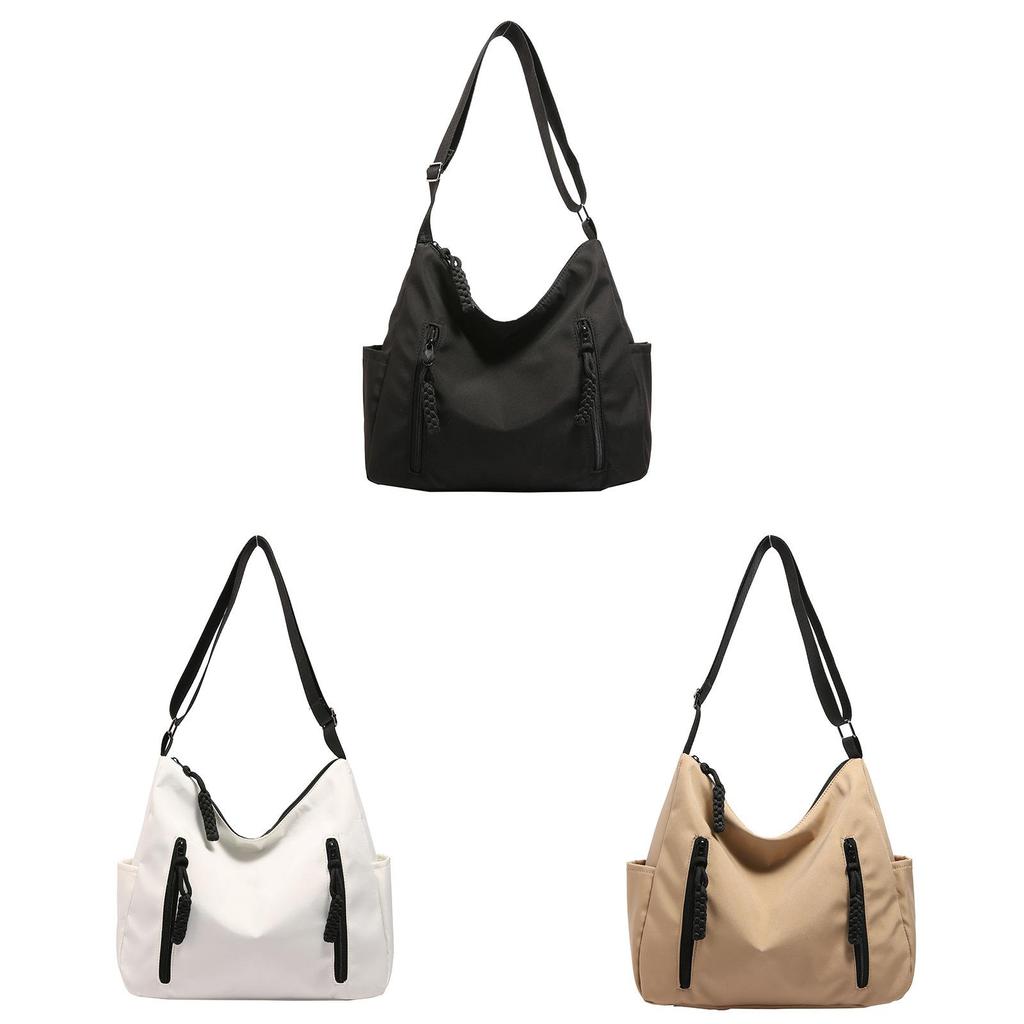 Large Capacity Nylon Shoulder Tote Bag With Inner Pouch And Soft Structure For Students