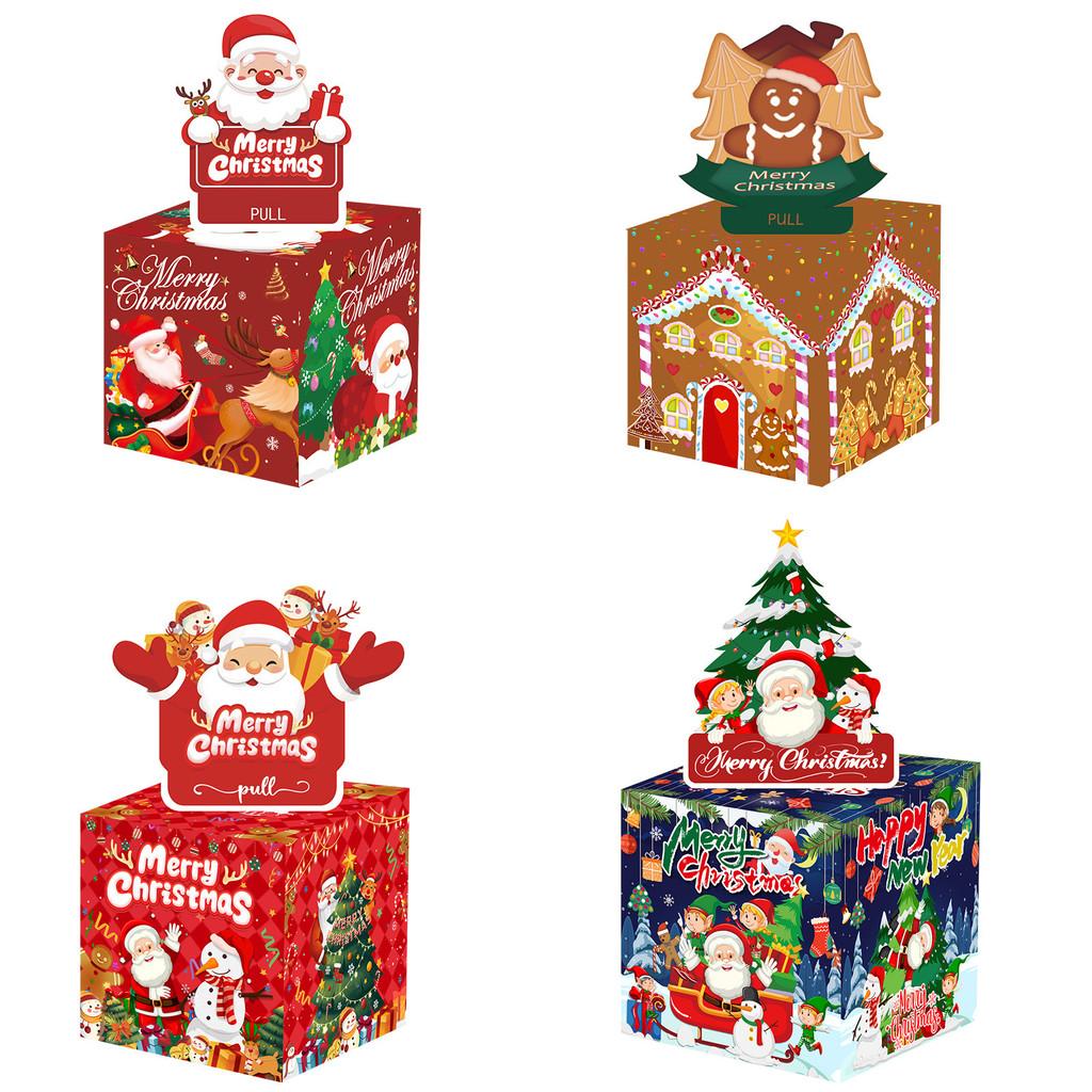 

Christmas Pattern Themed Paper Box Set Holiday Decoration Props For Gift
