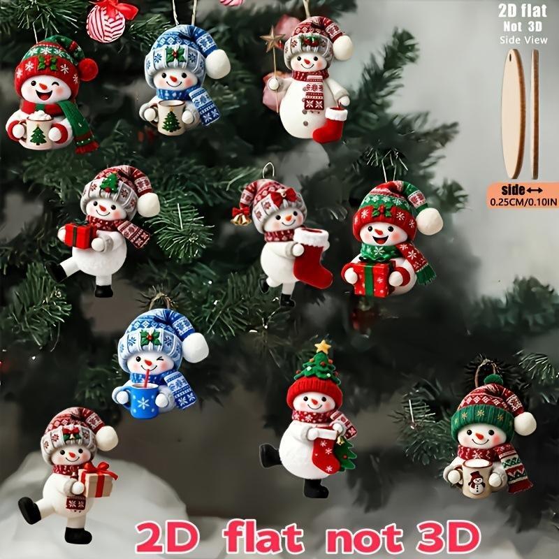 Festive Christmas Snowman Gift Holding Hanging Ornaments 10Pcs Random Assorted Decor for Xmas Tree Wedding Holiday Party Decor