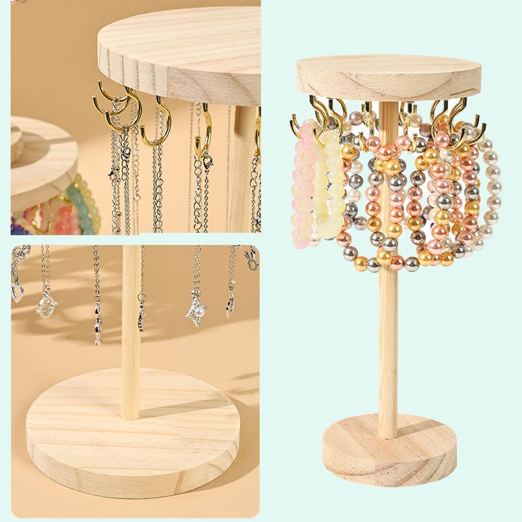 Fashionable Adjustable Sturdy Wood Necklace Holder Creative Jewelry Display Stand Portable for Space Saving Storage