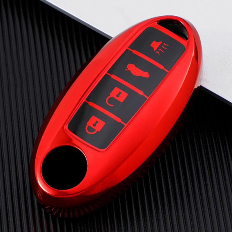 

4 Buttons for Nissan Sentra Leaf Rogue Sunny Versa Patrol X-Trail GT-R Infiniti TPU Car Key Case Smart Remote Fob Protector красный