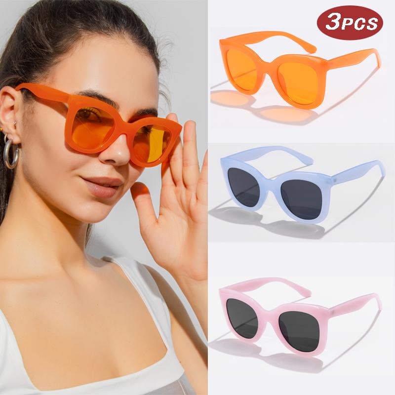 Car Sun Glasses 3pcs Fashion Cat Eye Sunglasses Women Luxury Brand Vintage Glasses Female Eyeglasses Female Gafas De Sol UV400