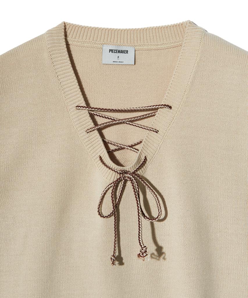 Peace Maker Lace Up Knit Vest (Ivory)
