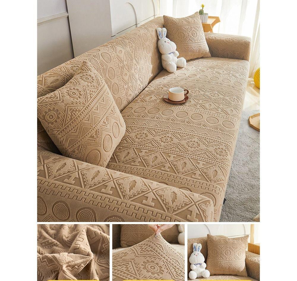 1/2/3/4/5seat Bohemian Jacquard Plush Sofa Cover Universal Sofa Cushion For All Seasons Thick and Soft Anti-cat Scratches